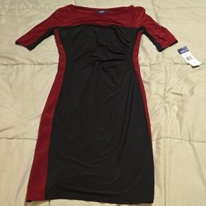 Chaps Elegant Black and Red Midi Dress Size XS. Never Worn.
